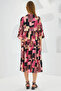 Women's Fuchsia Black Patterned Short Sleeve Viscose Dress 1959 - 6
