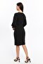 Black Color Crepe Fabric Long Sleeve Double Breasted Collar Dress - 7