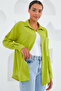 20153 Single Pocket Oversize Linen Shirt - Oil Green - 3