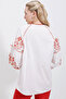 Women's White Orange Embroidered Linen Blouse 902 - 6