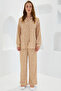Women's Polka Dot Beige Ecru Knitted Double Suit 5858