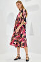 Women's Fuchsia Black Patterned Short Sleeve Viscose Dress 1959 - 4