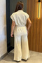 Cream Women's Button Detailed Vest Trousers Knitwear Double Set - 4