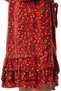 Long Sleeve Universe Flannel V-Neck Autumn and Winter Floral Pattern Ruffle Short Dress Burgundy Brd - 5