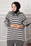 Trucker Collar Zippered Knitwear Suit Gray - 2