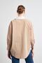 Camel V-Neck Pocket Detailed Striped Oversize Shirt - 3