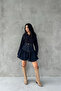 Navy Blue Drenthe Gather Detailed Heart Buttoned Denim Skirt - 3