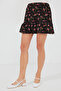 1884 Patterned Black Viscose Mini Skirt - 3