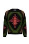 Ethnic Patterned Intersia Black Green Knitwear - 6