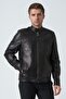 Bath 5007 معطف Aleko Slim Fit من جلد الخراف باللون الأسود - 5