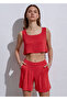 Keten Mercan Crop Triko Üst - 5