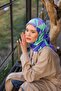 Ice Blue Patterned Soft Scarf - Canvas 1164-15 - 2