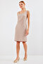 2496 Model Biscuit Knitted Dress with Chain Detail - 2