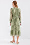 2137 Model Green Patterned Chiffon Dress - 6