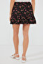 1884 Patterned Black Viscose Mini Skirt - 5