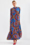 1627 Collar Lace-Up Hijab Dress - A.Cobalt Blue - 4