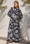 Women's Black and White Viscose Hijab Dress 2423