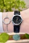 Women's Wristwatch with Case Metallic Cord Black Color 24 Months Warranty - 4