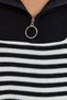 15886 Polo Collar Striped Long Knit Sweater - Black - 4