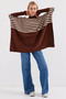 15783 Slit Poncho Sweater - F.Brown - 2