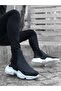 Ba0444 Laceless Comfortable High Sole Black White Sole Men's Sports Half Ankle Boots - 2