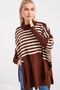 15783 Slit Poncho Sweater - F.Brown - 4
