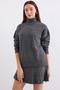 15891 Sweater Skirt Knitwear Two-Piece Set - Anthracite