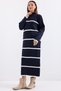15890 Long Knitwear Dress - Navy Blue - 3