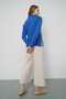 Polo Neck Cobalt Blue Women's Sweater - Front Tie - 3
