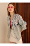 Floral Sequin Embroidered Regular Fit Long Sleeve Buttoned Design Denim Jean Jeans Jacket - 3