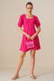 2339 Square Neck Knitted Dress - Fuchsia