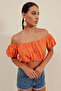 0481 Scalloped Strapless Blouse - Orange - 5