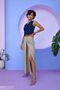 V-Neck Woven Stylish Navy Blue Vest with Belt Detail - 2