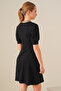 2339 Square Neck Knitted Dress - Black - 6