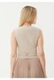 V-Neck Woven Stylish Stone Color Vest with Belt Detail - 6