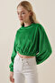 55392 Velvet Crop Blouse - Green - 2