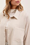 20153 Single Pocket Oversize Linen Shirt - Cream - 3