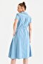 1677 Button-Down Waist Belt Denim Dress - Blue - 5