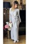 Linen Lacing Detail Skirt Shirt Double Set Hijab Matching Bottom Top Set - 2