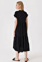 2398 V-Neck Flounce Dress - Black - 6