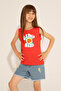 Girl's Red Crew Neck Sleeveless T-Shirt 50288410 -Vr030 - 2