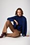 Lacivert Düğmeli Basic Kadın Hırka - 2