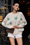 15824 Oversize Poncho Sweater - White