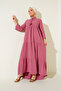1627 Collar Lace-up Hijab Dress - Dried Rose - 3
