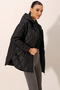 5181 Hooded Quilted Coat - Black - 5