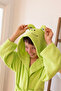 100% Cotton Hooded Children's Bathrobe with Ears, Animal Figure-Frog - 2