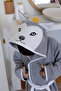 100% Cotton Hooded Children's Bathrobe with Ears, Animal Figure - Wolf - 2