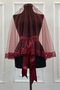 Burgundy Wide Sequin and Pearls Bridal Veil Set Henna Night Cover 6 Pieces - 5