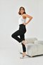 Women's Elastic Waist Pleated Narrow Leg Trousers Black 30744 - 2