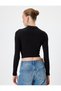 Stand Collar Ribbed Body Long Sleeve Slim Fit Cotton - 4